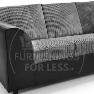 Luxor Black and Grey Jumbo Cord Large 5 Seater Corner Sofa Long Right Hand Facing - Full Back