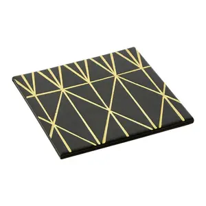 Geome Wood Square 4 Piece Coaster Set (Set of 4)