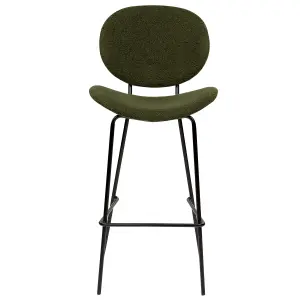 Set of 2 Bar Chairs LUANA Boucle Dark Green