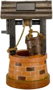 Vintage Style Water Fountain - Solar Powered Resin Wishing Well Colour Recycling Water Feature