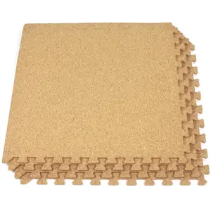 EVA Cork Floor Tiles Soft Mats with Foam Base Protective Flooring