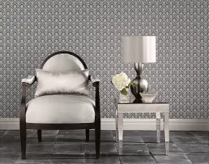 Galerie Stripes And Damask 2 Black Mini Damask Smooth Wallpaper