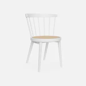 sweeek. Pair of wood and cane dining chairs Nora White 54x54x76.5 cm