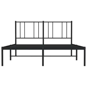 Berkfield Metal Bed Frame with Headboard Black 140x190 cm