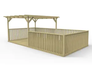 Rectangular pergola and decking kit with balustrade V.12, 3m x 4.2m