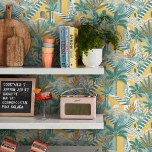 Envy Vacay Citron Yellow Floral Wallpaper