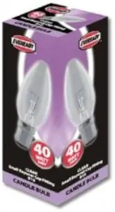 10 x Eveready 40W SBC B15 Clear Candle Light Bulbs