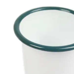 Argon Tableware White Enamel Tumblers - 300ml - Green - Pack of 3