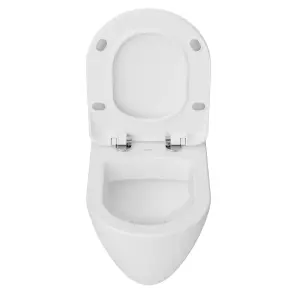 White Wall Hung Toilet Pan & Concealed Cistern Matt Black Round Button Flush Plate