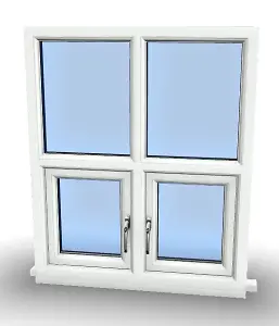 895mm (W) x 895mm (H) PVCu StormProof Casement Window - 2 Bottom Opening Windows - Toughened Safety Glass - White