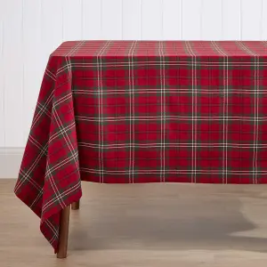 Homescapes Red Prince Edward Tartan Christmas Tablecloth 137 x 228 cm