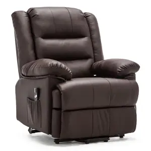 Loxley Single Motor Electric Riser Rise Recliner Bonded Leather Armchair Electric Lift Chair (Brown)