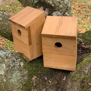 Wooden Multi-Hole Wild Bird Classic Nest Birdhouse Boxes (Set of 2)