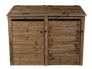 Wooden Wheelie Bin Store (Double, Rustic Brown)