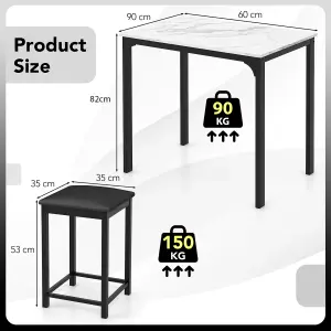 Costway 3-Piece Dining Table Set Modern Bar Table w/ 2 Upholstered Bar Stools