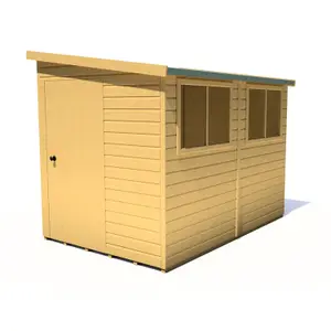 Shire Norfolk Workshop Pent Shed 9x6 Double Door 19mm Loglap Style A