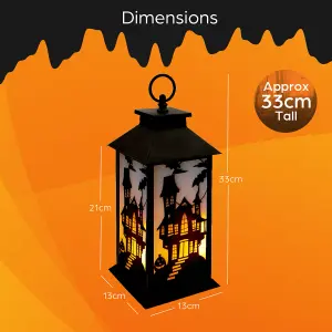 Global Gizmos LED Light Halloween Decoration / Flickering Candle Lantern Effect / 6 Hour Timer / Hanging Hook