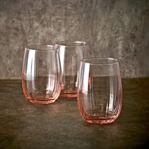 Queensway Home & Dining 380ml 12 Pcs Linka Pink Coloured Glassware Cup Tall Short Cocktail Tumblers Sets