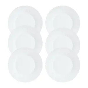 URBNLIVING 2cm Height Grey Opal Glass Luminarc Modern Summer Dessert Plate Set of 6