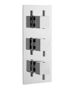 Square Concealed Triple Thermostatic Shower Valve (2 Outlets) - Chrome - Balterley