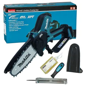 Makita 18v Cordless Chainsaw Pruner + Blower Vacuum Bag Pack + DUB187Z + DUC150Z