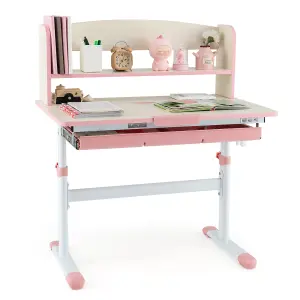 Costway Kids Study Desk Height Adjustable Children Writing Table w/ Tilt Desktop