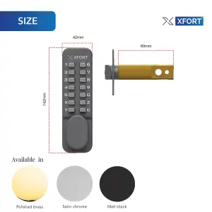 XFORT Digital Door Lock Polished Brass, Keypad Combination Lock