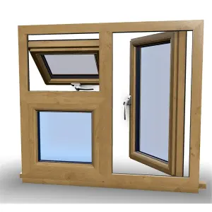 1045mm (W) x 1195mm (H) Wooden Stormproof Window - 1 Opening Window (LEFT) - Top Opening Window (RIGHT) - Toughened Safety Glass