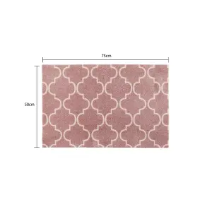 JVL Mega Machine Washable Door Mat 50 x 75 cm, Rose Lattice