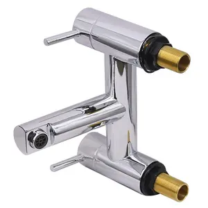 Rinse Bathrooms Modern Solid Brass Bathroom Monobloc Bath Filler Mixer Tap Chrome Double Lever Tub Tap