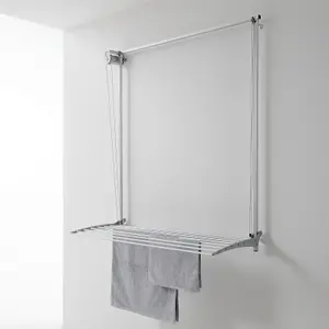 Wall 100, Wall mounted upright dryer, retractable and foldable, Grey 108x137x52 cm