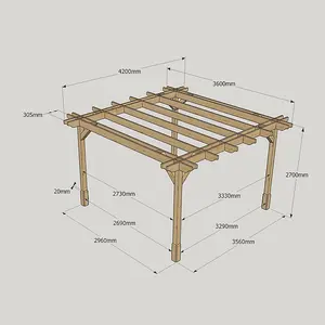 Double Premium Pergola - Wood - L360 x W420 x H270 cm - Light Green