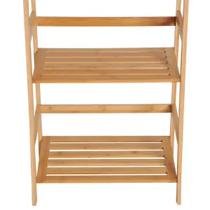 HOMCOM 4-Tier Ladder Bookcase Utility Shelf DIY Plant Stand Holder Bamboo