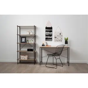 Interiors By Premier Versatile Five Tier Grey Oak Shelf Unit, Ample Storage Shelving Unit, Sturdy And Durable tall Cupboards