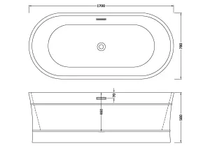 Oval Freestanding Bath from Balterley - Layered Rim Design - 1700mm x 780mm