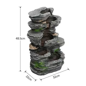 Water Feature Self Containing Feature Fountain Rockery Decoration with LED Light for Garden