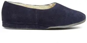 Morlands Ladies Ayr Navy Suede Sheepskin Lined Slipper