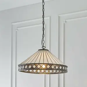 Tiffany Glass Hanging Ceiling Pendant Light Bronze & Natural Simple Shade i00116