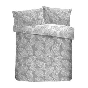 Matteo Polyester Floral Duvet Cover Set with Pillowcases Grey / Super King - 2 Standard Pillowcases