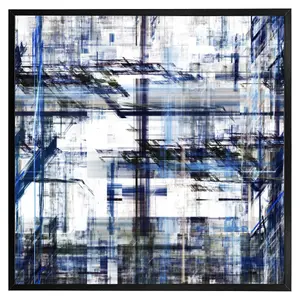 Blue grunge pattern (Picutre Frame) / 24x24" / Oak