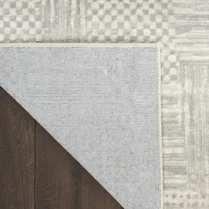 Silver Grey Abstract Modern Living Room Bedroom & Dining Room Rug-274cm X 366cm