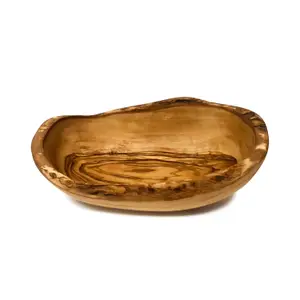 Olive Wood Natural Grained Rustic Kitchen Dining Handmade Oval Bowl Small (L) 23cm