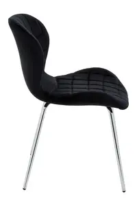 Black Velvet Dining Chair, Velvet Upholstered Accent Dining Table Chair, Sleek Silver Finish Legs Chair