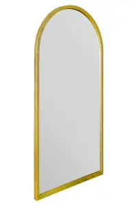 MirrorOutlet Arcus - Gold Metal Framed Arched Wall Mirror 47" X 23.5" (120CM X 60CM)