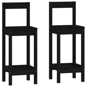 Berkfield 3 Piece Bar Set Black Solid Wood Pine