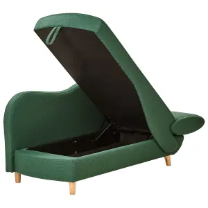 Right Hand Fabric Chaise Lounge with Storage Green MERI II