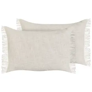 Set of 2 Cushions MABA Cotton Solid Off-White