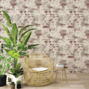 Galerie Organic Textures Beige Red Tan Brick Textured Wallpaper