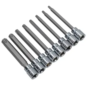 3/8" Drive Extra Long Male Tamper Torx Star Bits Security T25 - T60 8pc Set