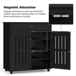 Yaheetech 4 Tier Adjustable Shoe Storage Cabinet - Black